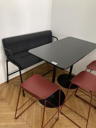 Stehtisch 130 x 70 x 96 cm inkl. Sitzbank 130 x 60 cm Stoffbezug schwarz