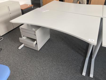 Schreibtisch ohne R�ckwand, geschwungen, Ma�e: ca. 160 x 85 x 100 cm