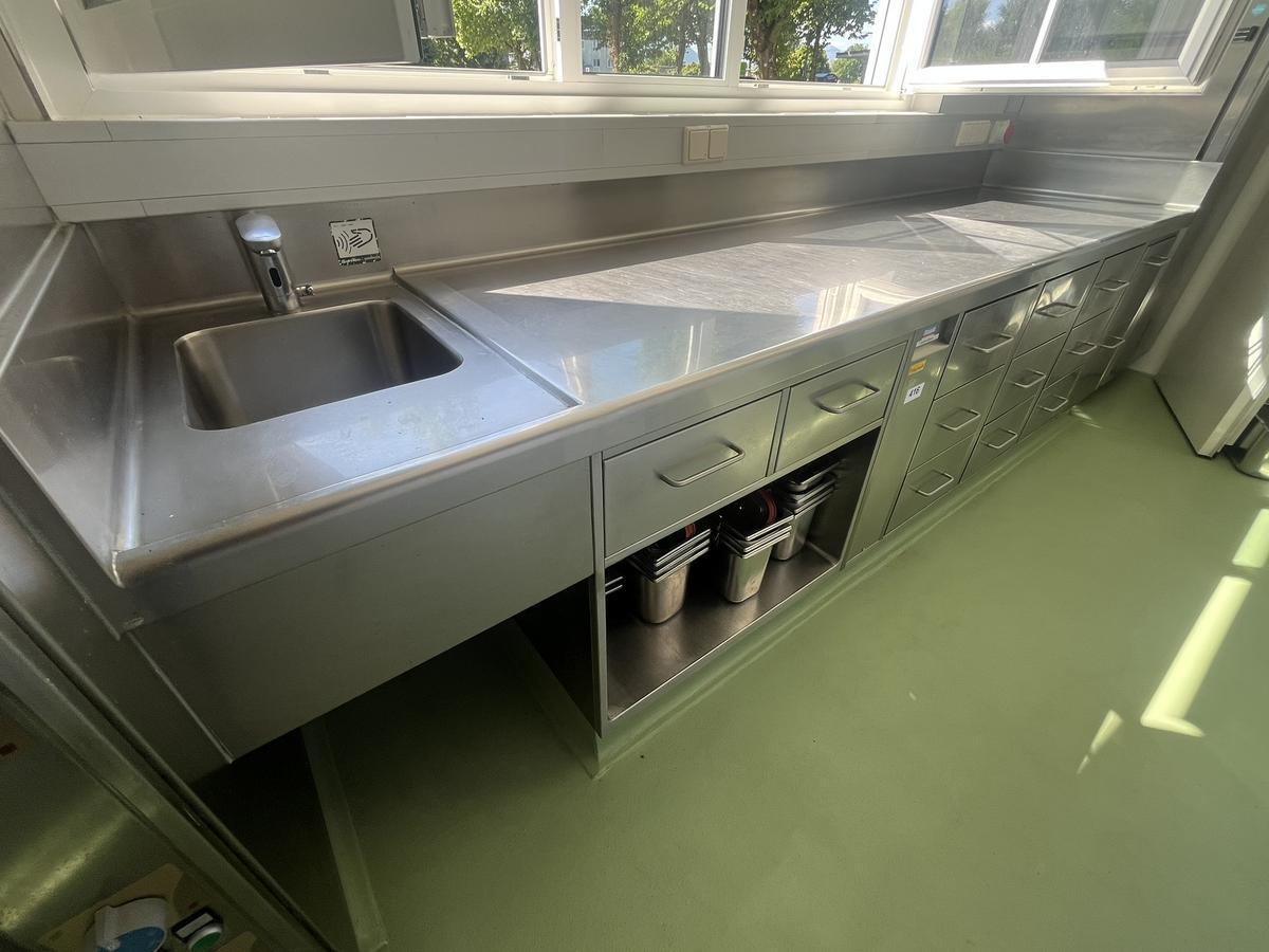 Edelstahlmodul 315/78/78 cm mit Sp&uuml;lbecken 34/39/20 mit Armatur