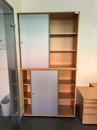 Aktenschrank-Kombination, 2teilig, bestehend aus Ober- und Unterschrank, Maße jeweils 120 x 45 x 115 cm, 6 OH Aktenschrank-Kombination, 2teilig, bestehend aus Ober- und Unterschrank, Maße jeweils 120 x 45 x 115 cm, 6 OH