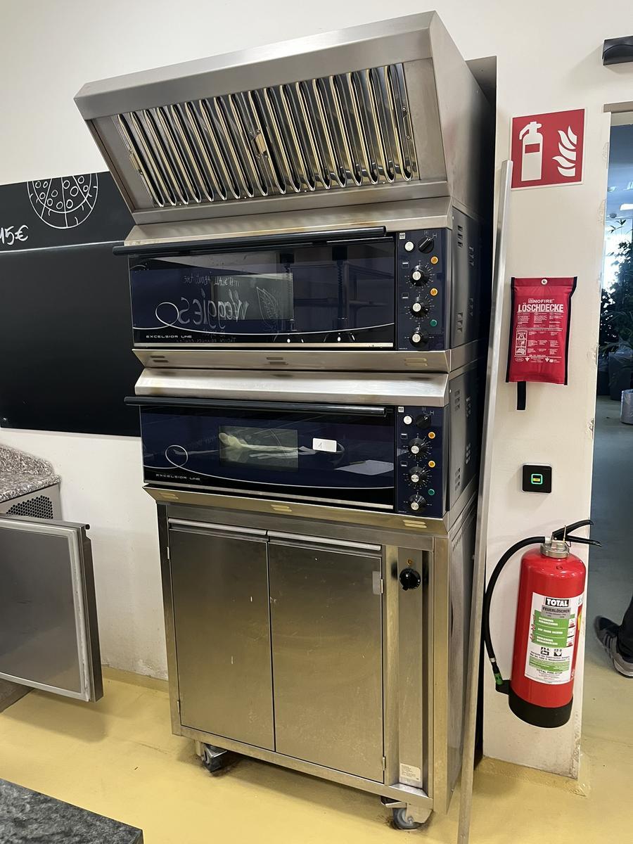 2 St&uuml;ck PIZZA&Ouml;FEN IME EXCELSIOR LINE mit mobilen Unterbauw&auml;rmeschrank  ca. 100/100/205 cm  steckerfertig , rollbar , L&uuml;ftung