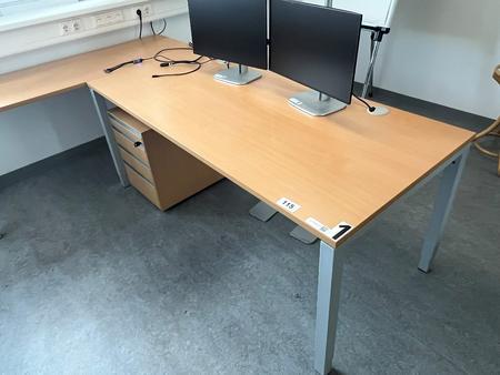 L-f�rmiger Schreibtisch, Ma�e: 180 x 80 cm und 160 x 60 cm