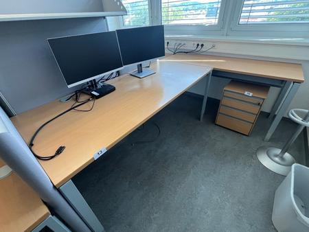 L-f�rmiger Schreibtisch, Ma�e: 180 x 80 cm und 160 x 60 cm