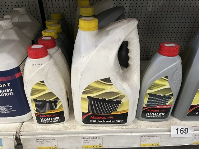 Regalinhalt an K&uuml;hlerfrostschutz